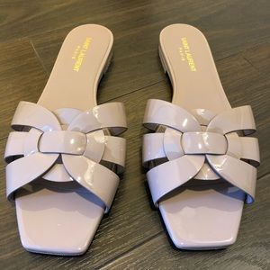 Saint Laurent Tribute Flat Sandals Patent Leather